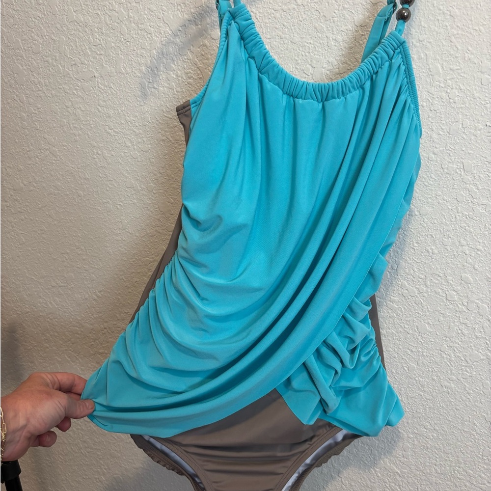 VENUS Turquoise and Taupe Swimsuit